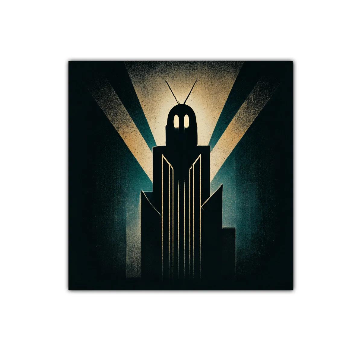 Edificio futurista con luz radiante en tonos oscuros — miniatura 1