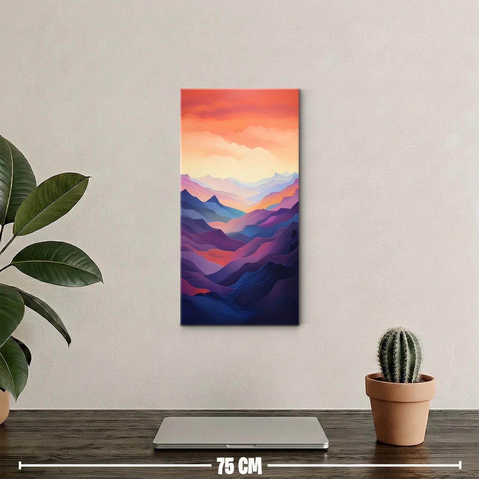 Cuadro cordillera de montañas en tonos morados y rosados — miniatura 2