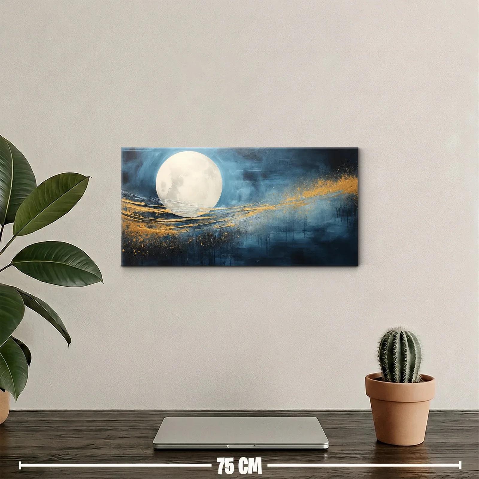 Cuadro luna llena con estela dorada — miniatura 2