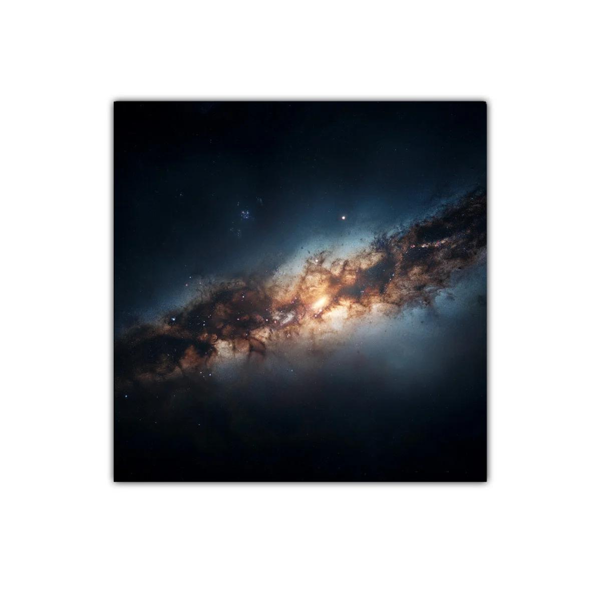 Cuadro decorativo galaxia cósmica en tonos oscuros y cálidos — miniatura 1