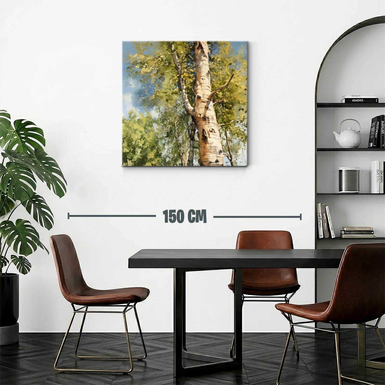 Árbol de abedul con follaje en tonos verdes y cielo azul — miniatura 2