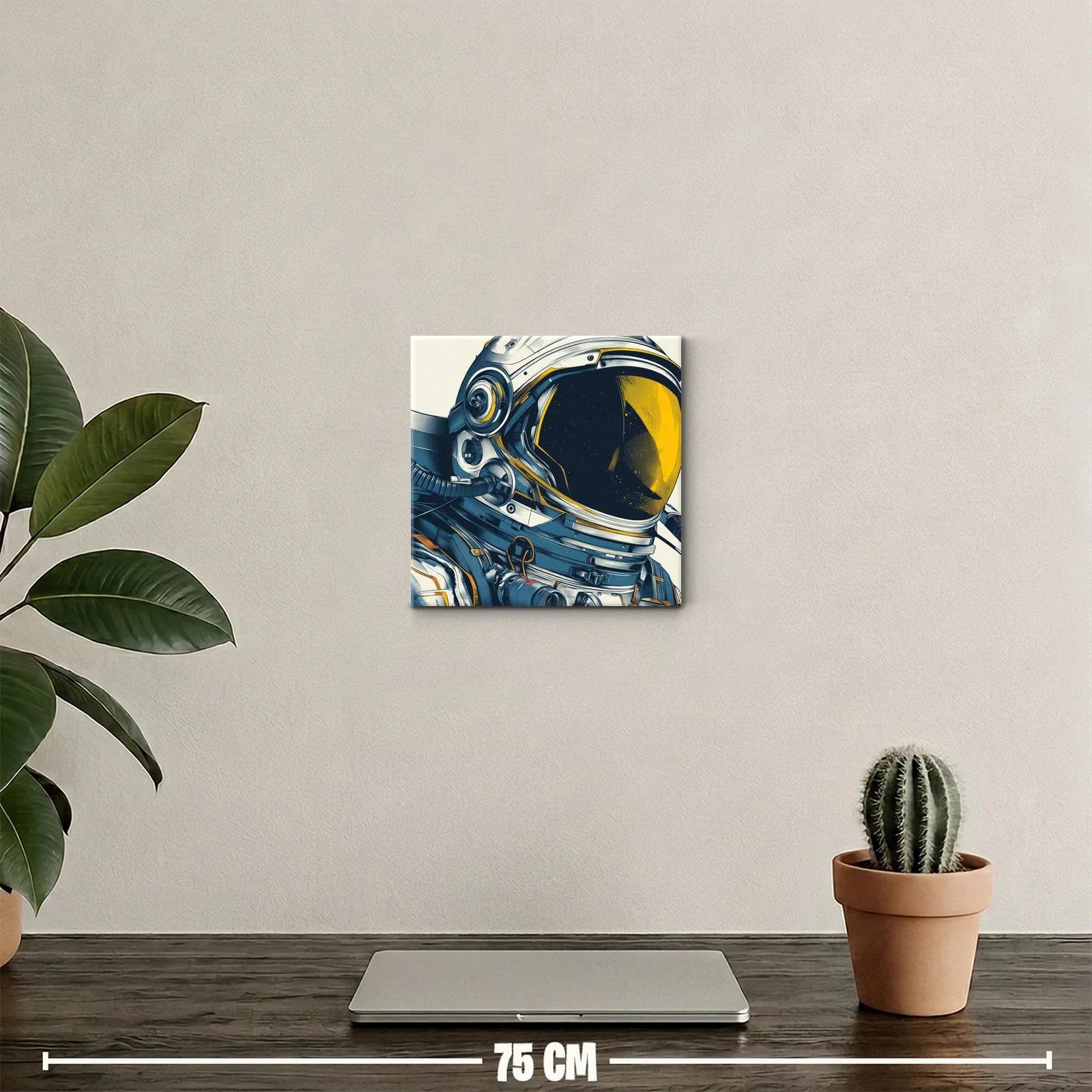 Cuadro astronauta futurista con detalles en azul y amarillo — miniatura 2