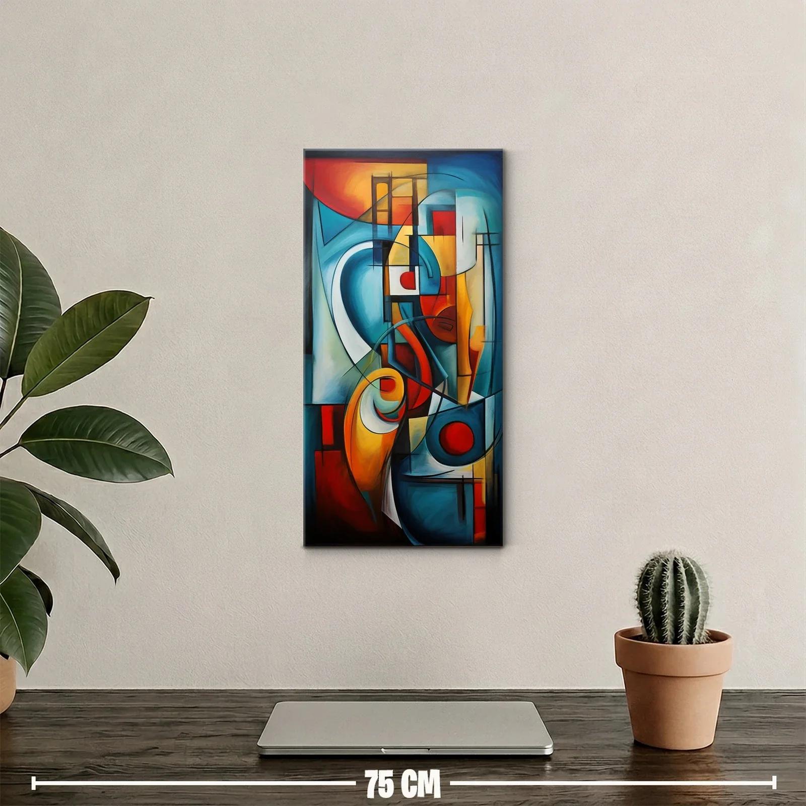 Cuadro abstracción geométrica con círculos rojos — miniatura 2