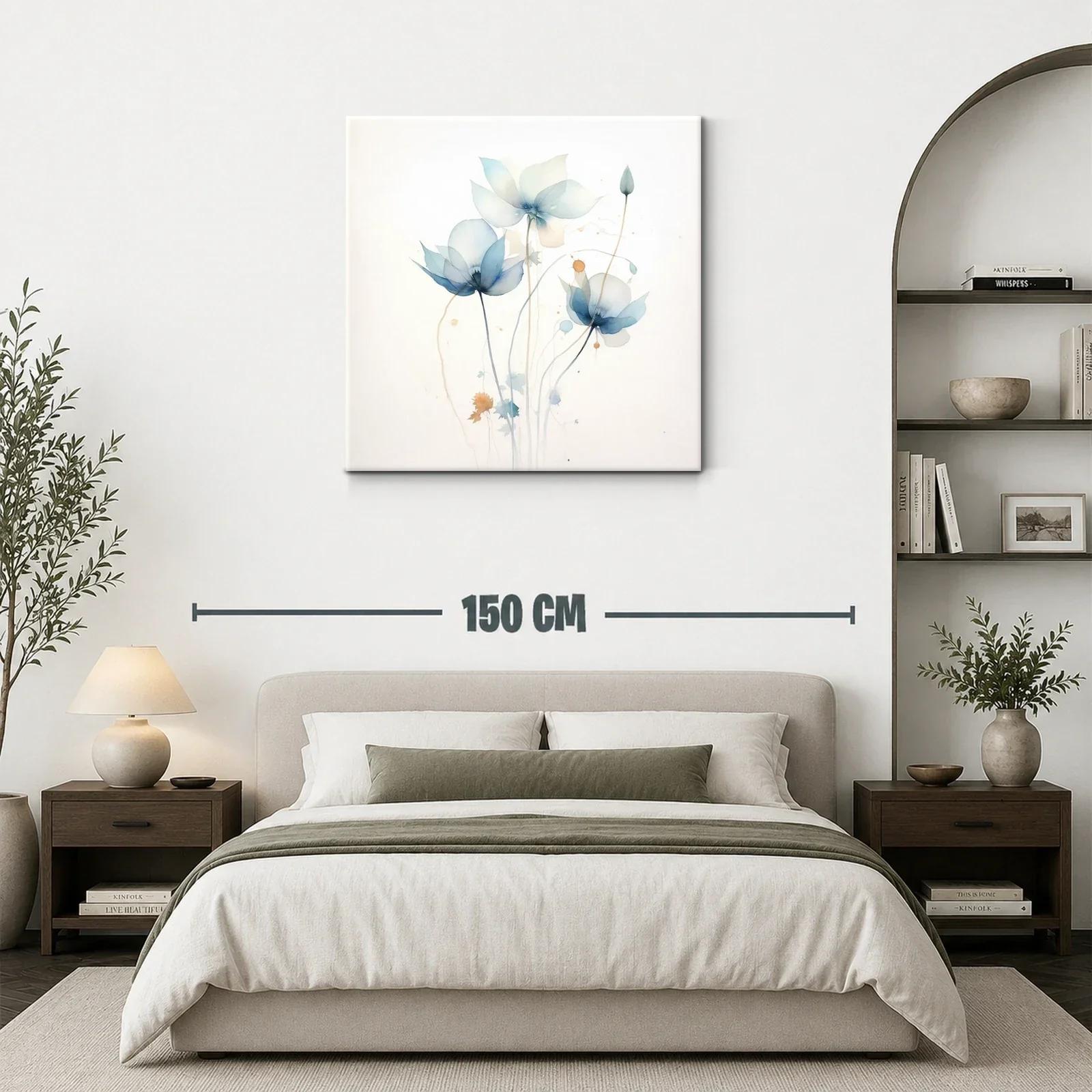 Cuadro floral con tonos suaves en azul y beige — miniatura 3