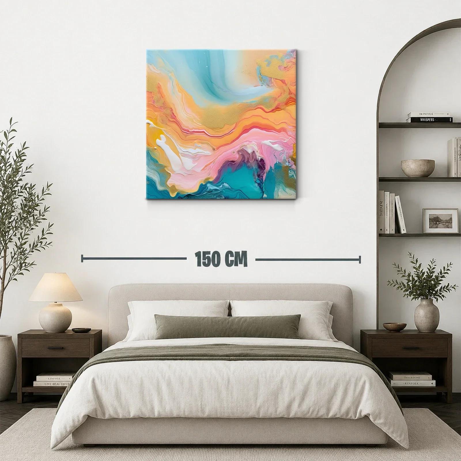 Cuadro abstracto fluido con tonos cálidos y vibrantes — miniatura 3