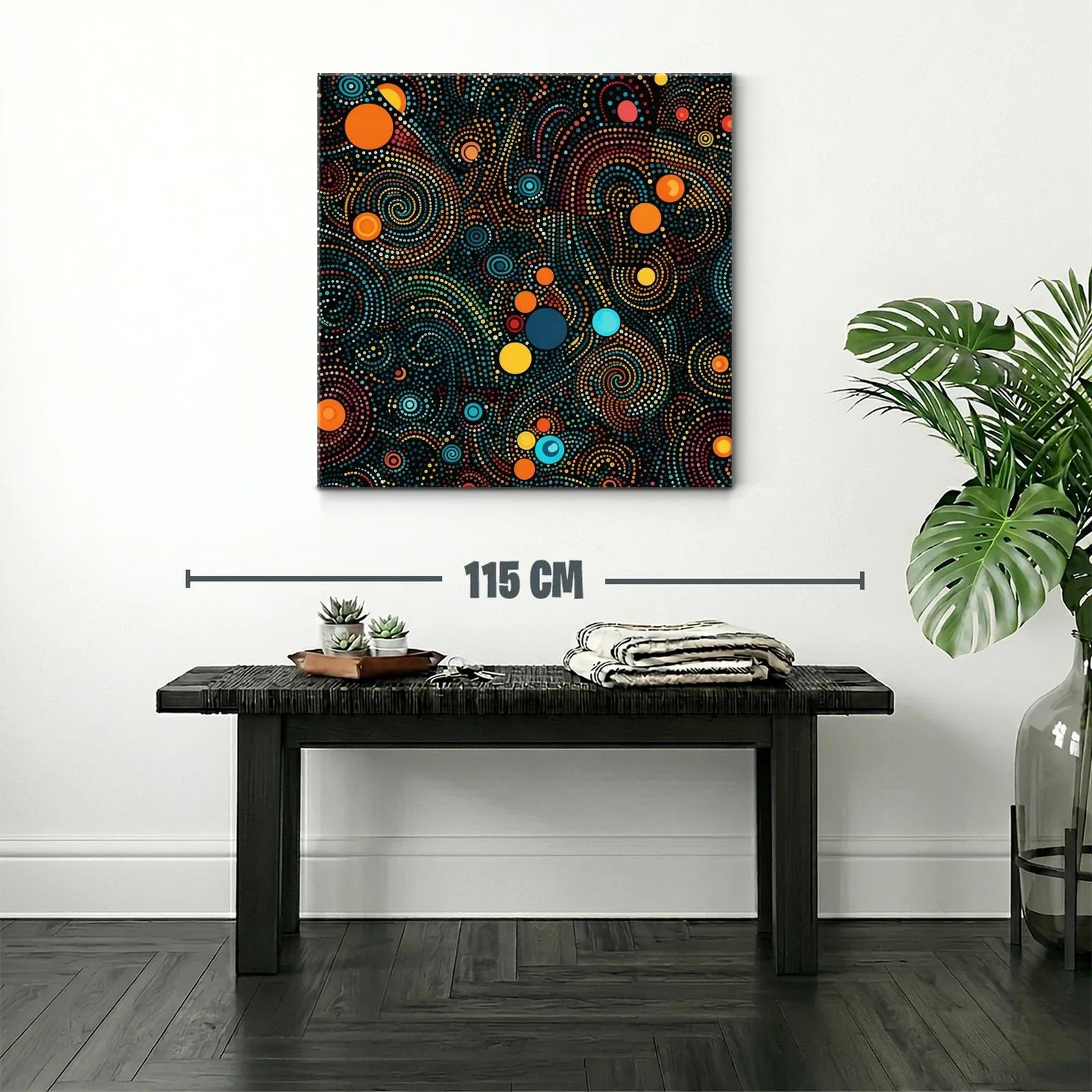 Cuadro abstracto en espirales con puntos vibrantes — miniatura 2