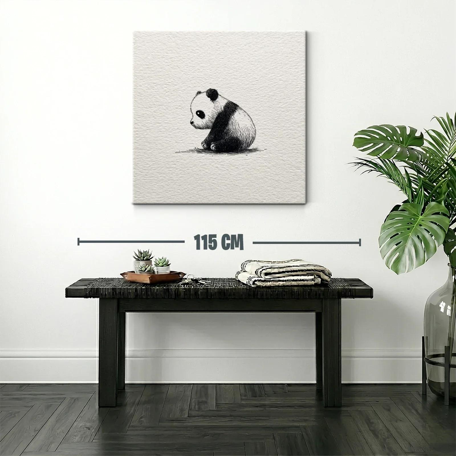 Sutil ilustración de panda bebé en blanco y negro — miniatura 2