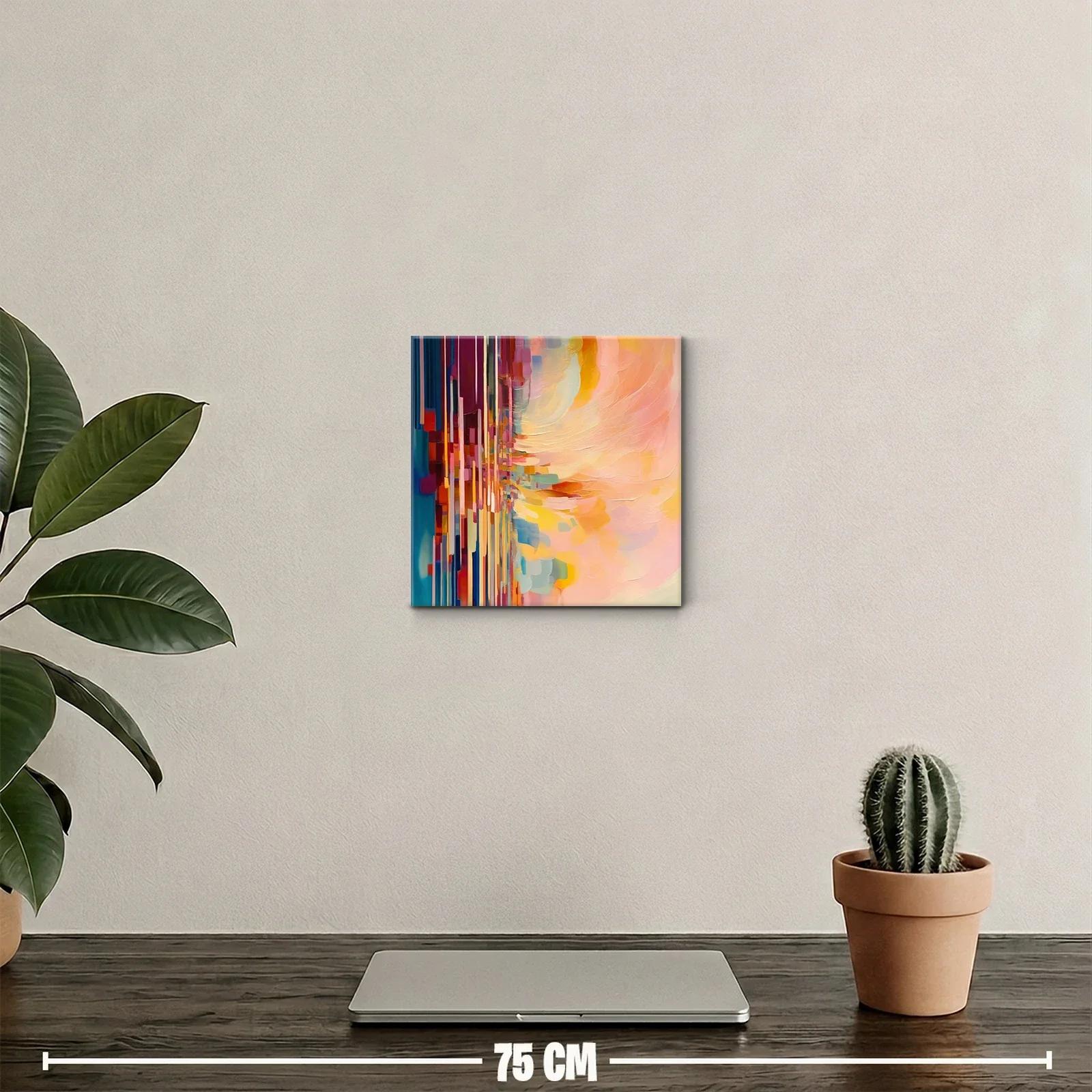 Cuadro abstracto con vibrantes tonos cálidos y fríos — miniatura 2