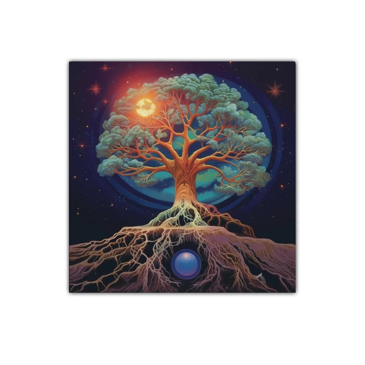 Árbol de la vida cósmico con raíces y energía lunar — miniatura 1