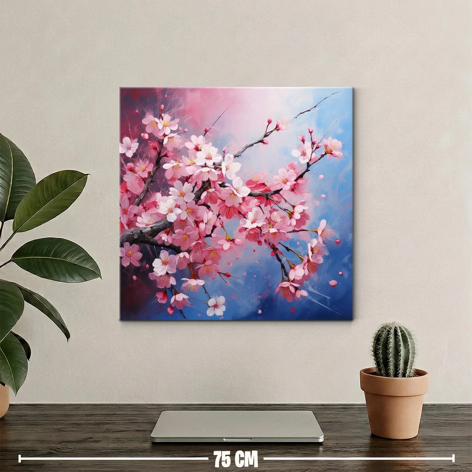 Rama de flores de cerezo en tonos rosa y azul — miniatura 2