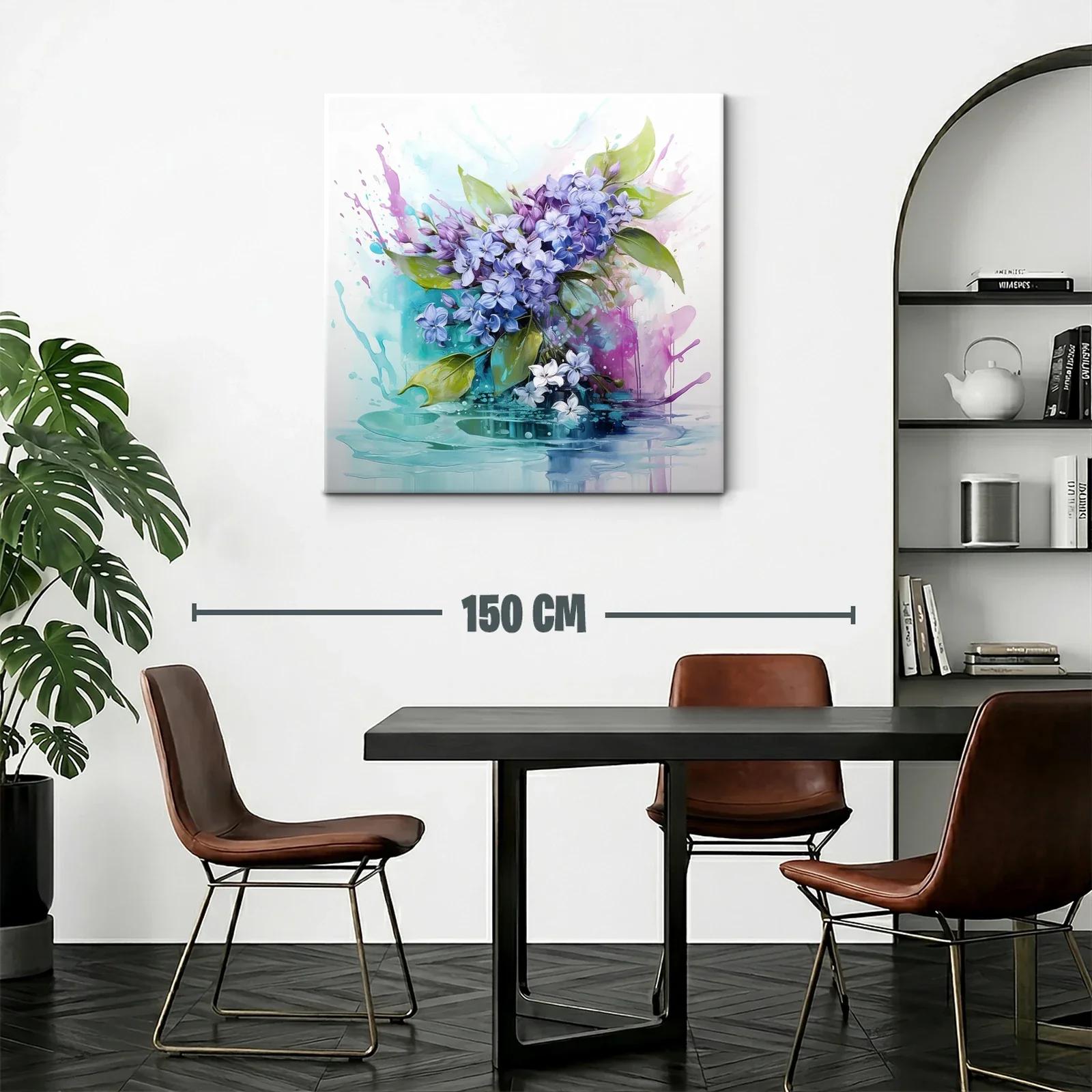 Cuadro floral con lilas y tonos acuarelados suaves — miniatura 2