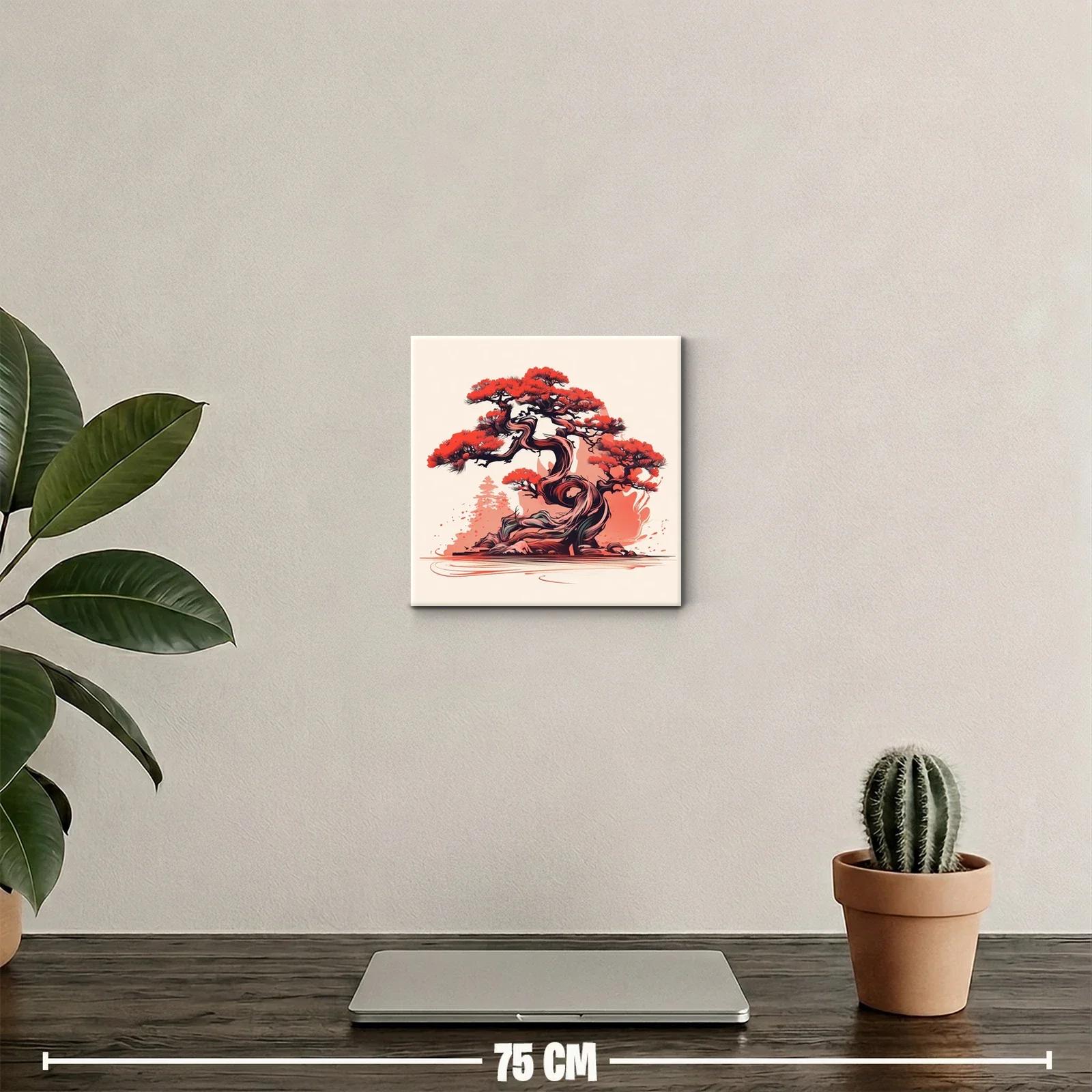 Árbol bonsái con vibrantes tonos rojos y negros — miniatura 2