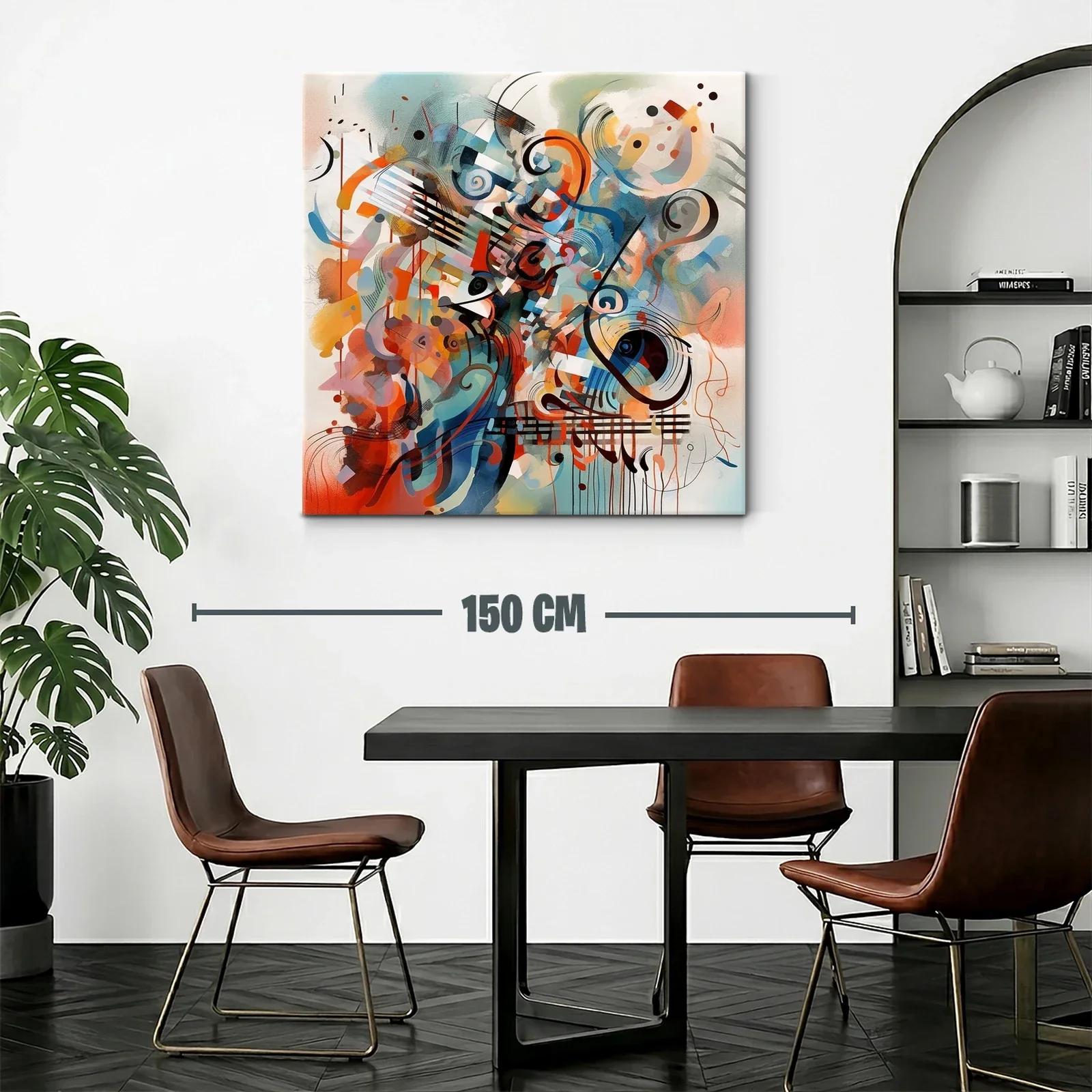 Composición abstracta con notas musicales vibrantes — miniatura 2