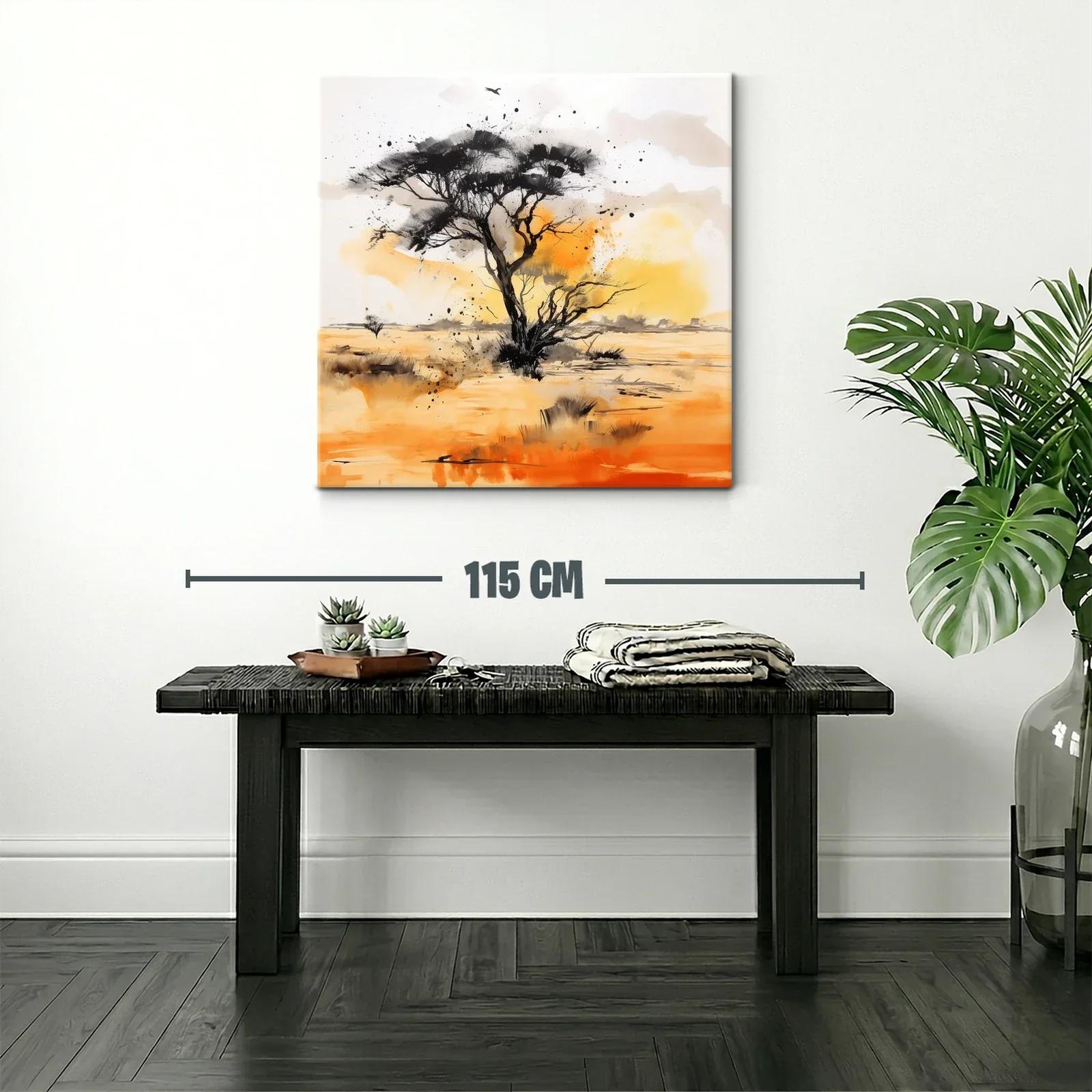 Árbol solitario al atardecer en horizonte desértico — miniatura 2