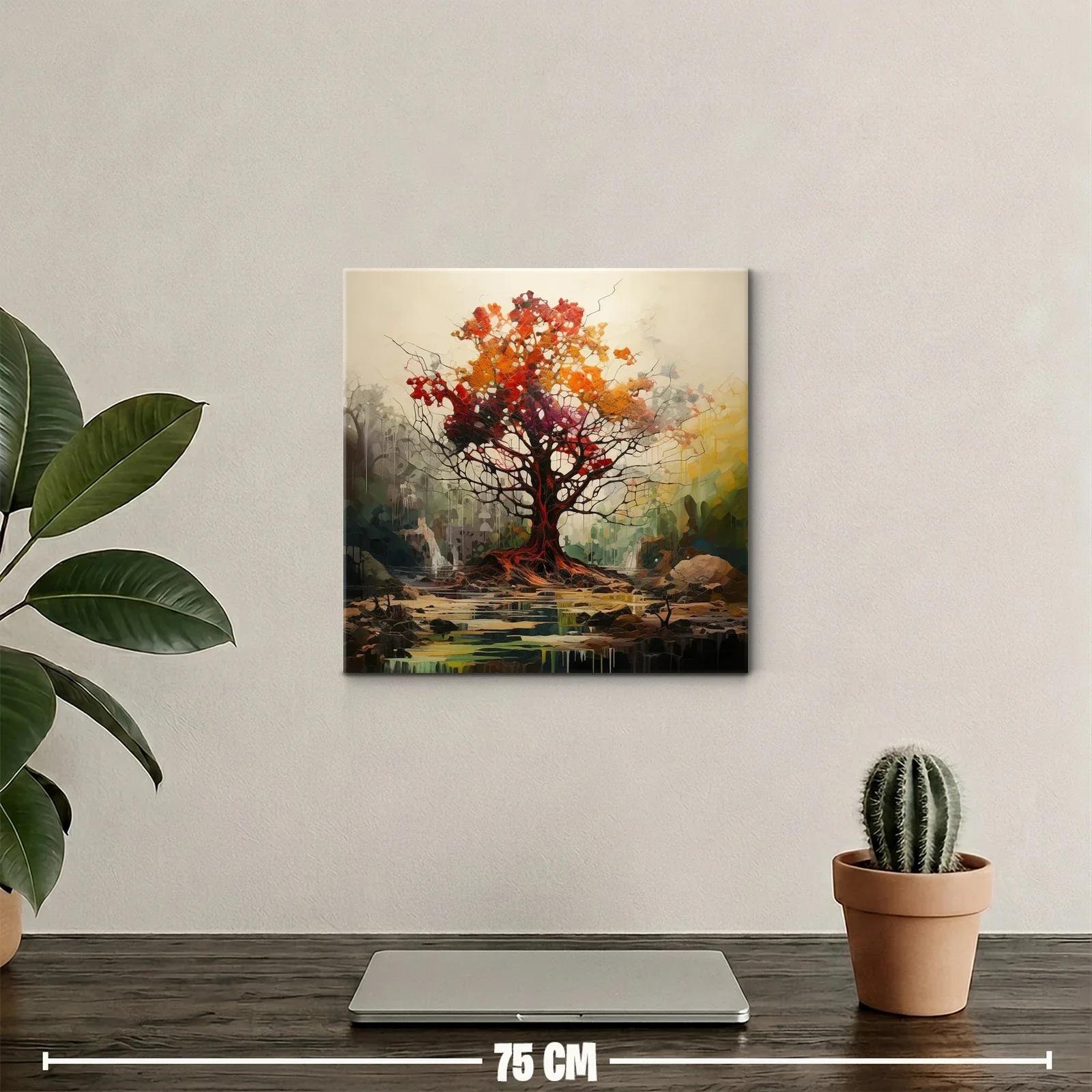 Árbol vibrante con tonos otoñales en paisaje sereno — miniatura 2