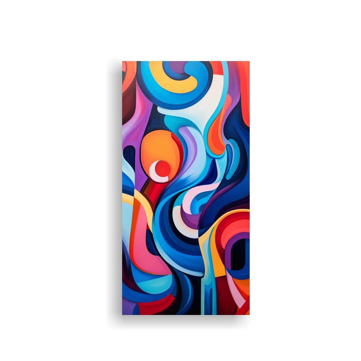 Cuadro de formas curvas abstractas con espirales y bandas de color — imagen principal