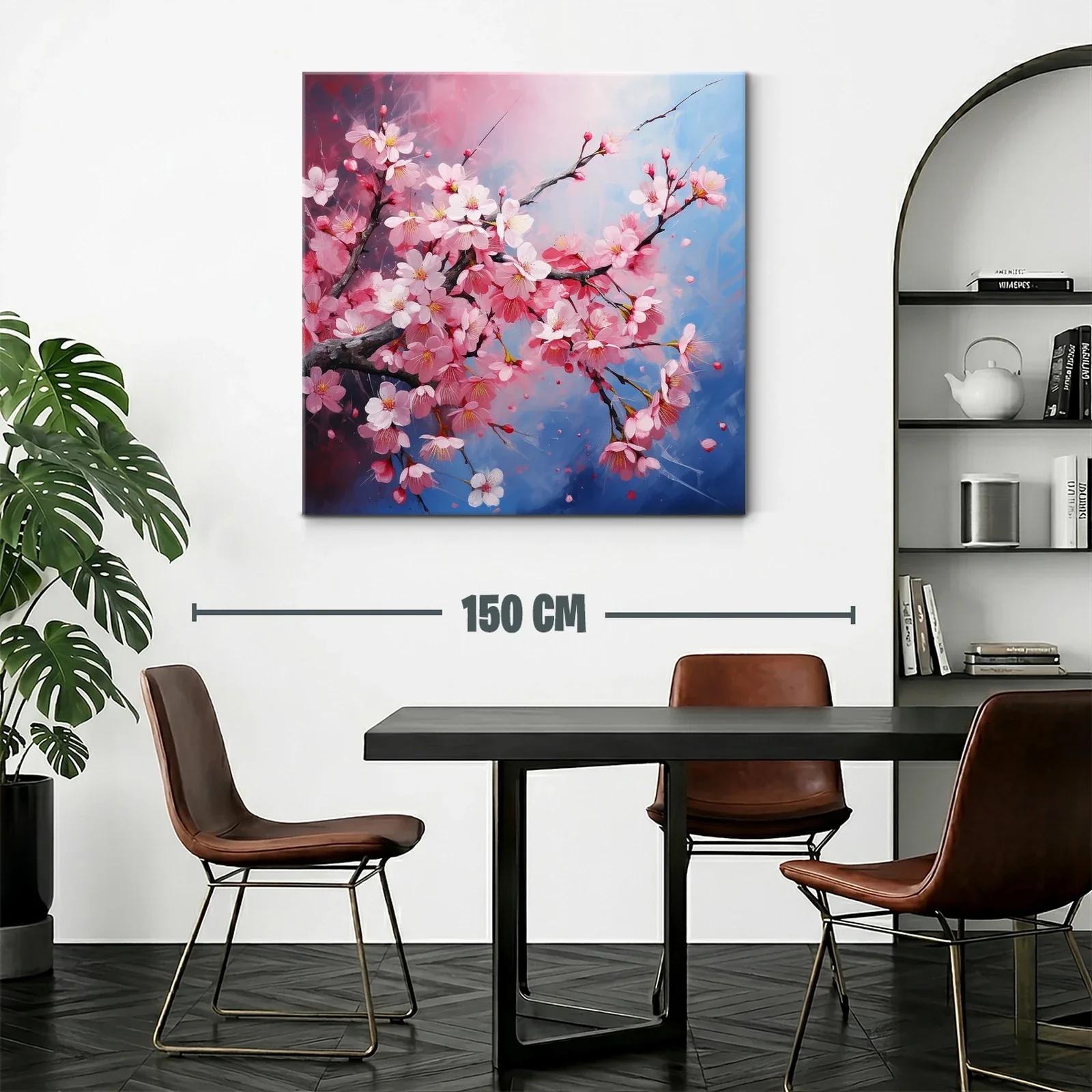 Rama de flores de cerezo en tonos rosa y azul — miniatura 2