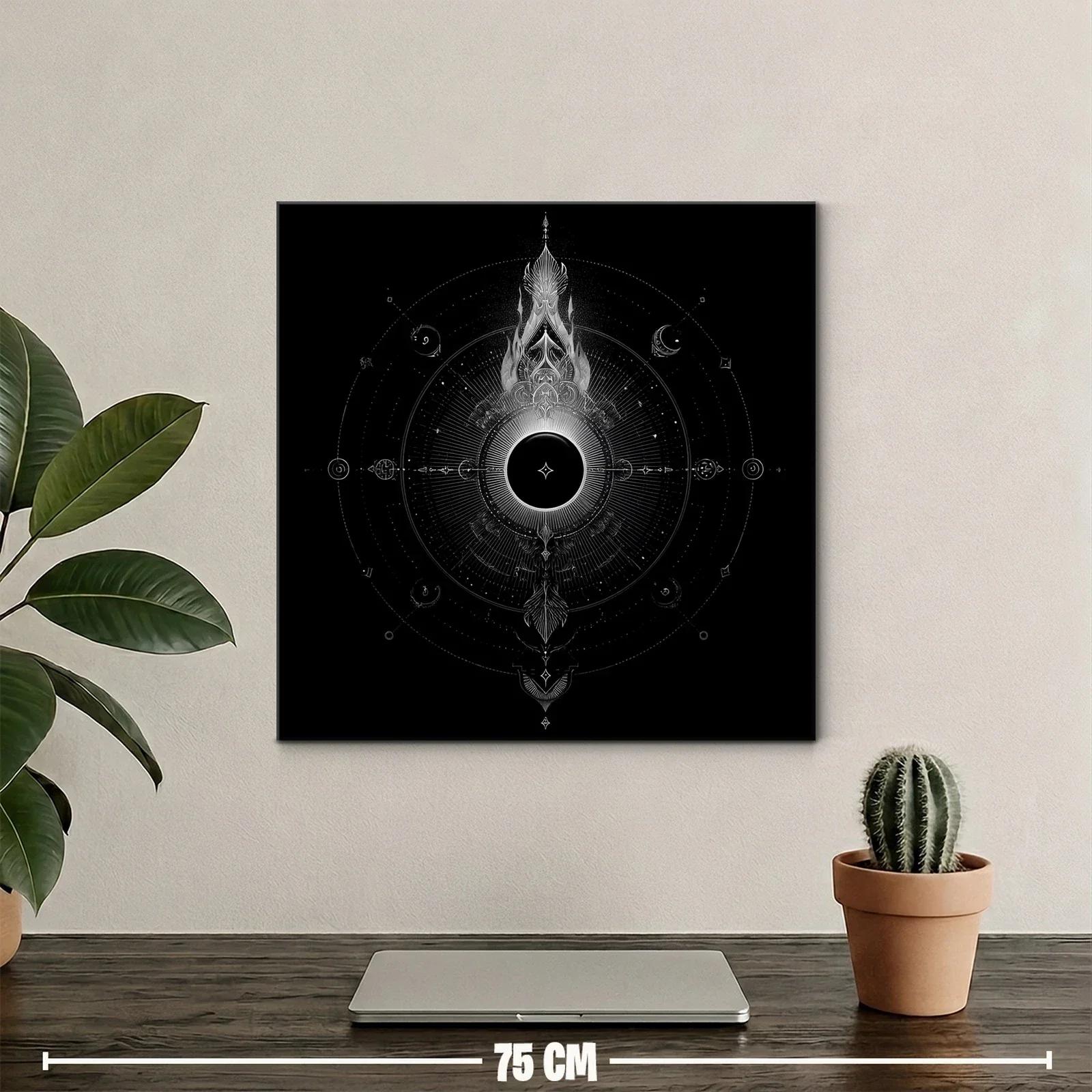 Mandala cósmico en blanco y negro de estilo místico — miniatura 2