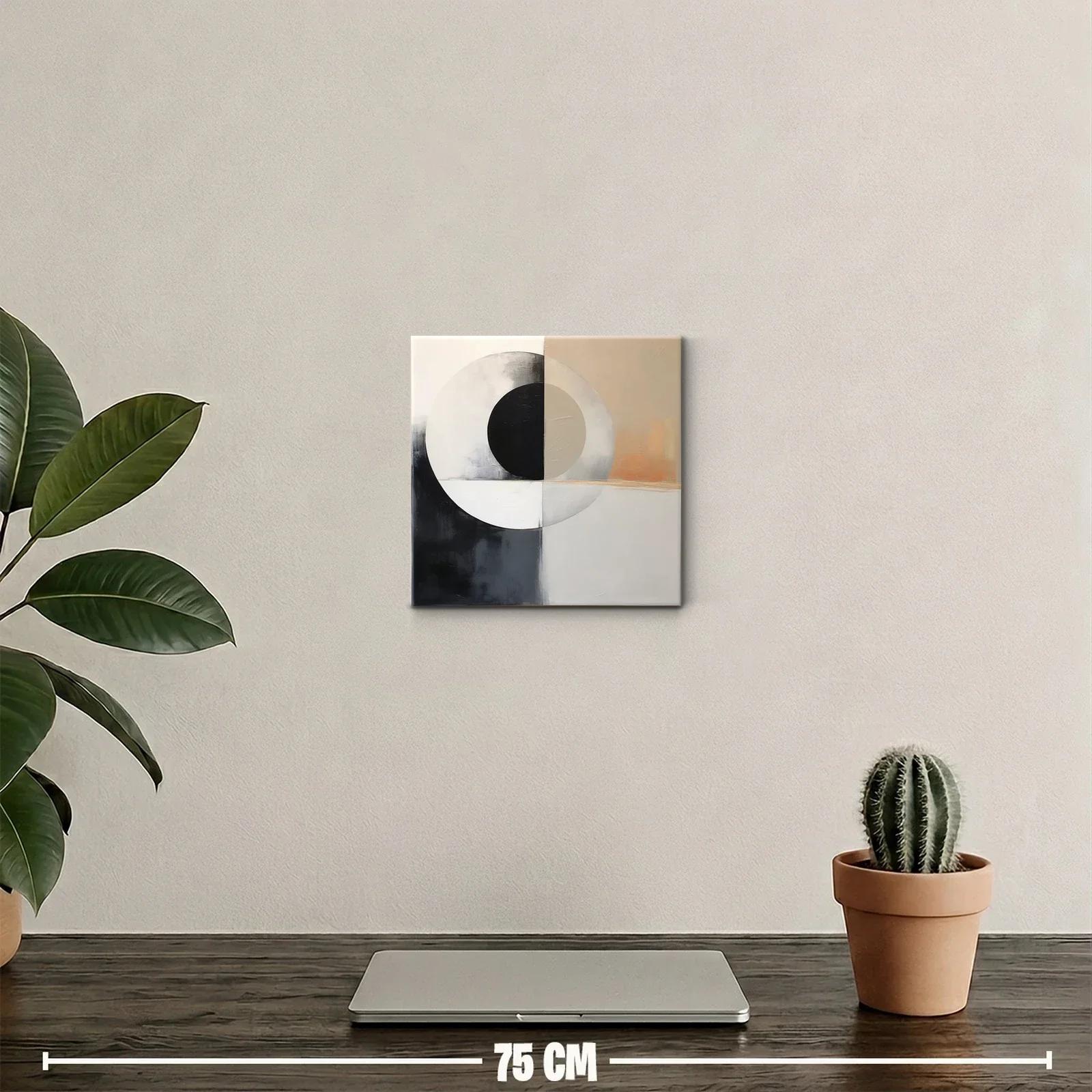 Cuadro Abstracto con Círculos y Tonos Neutros — miniatura 2