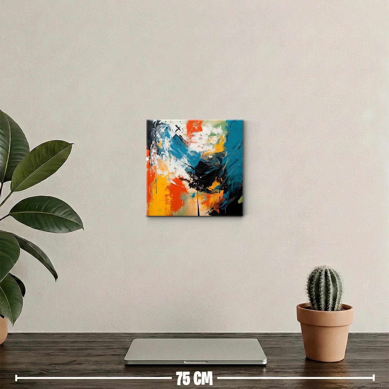 Cuadro abstracto con vibrantes tonos cálidos y fríos — miniatura 2