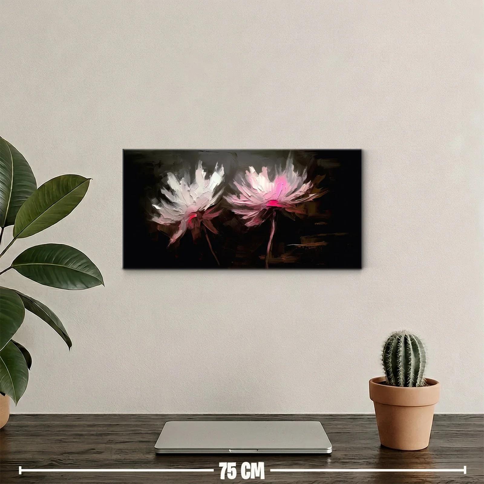 Cuadro dos flores de loto sobre fondo oscuro — miniatura 2