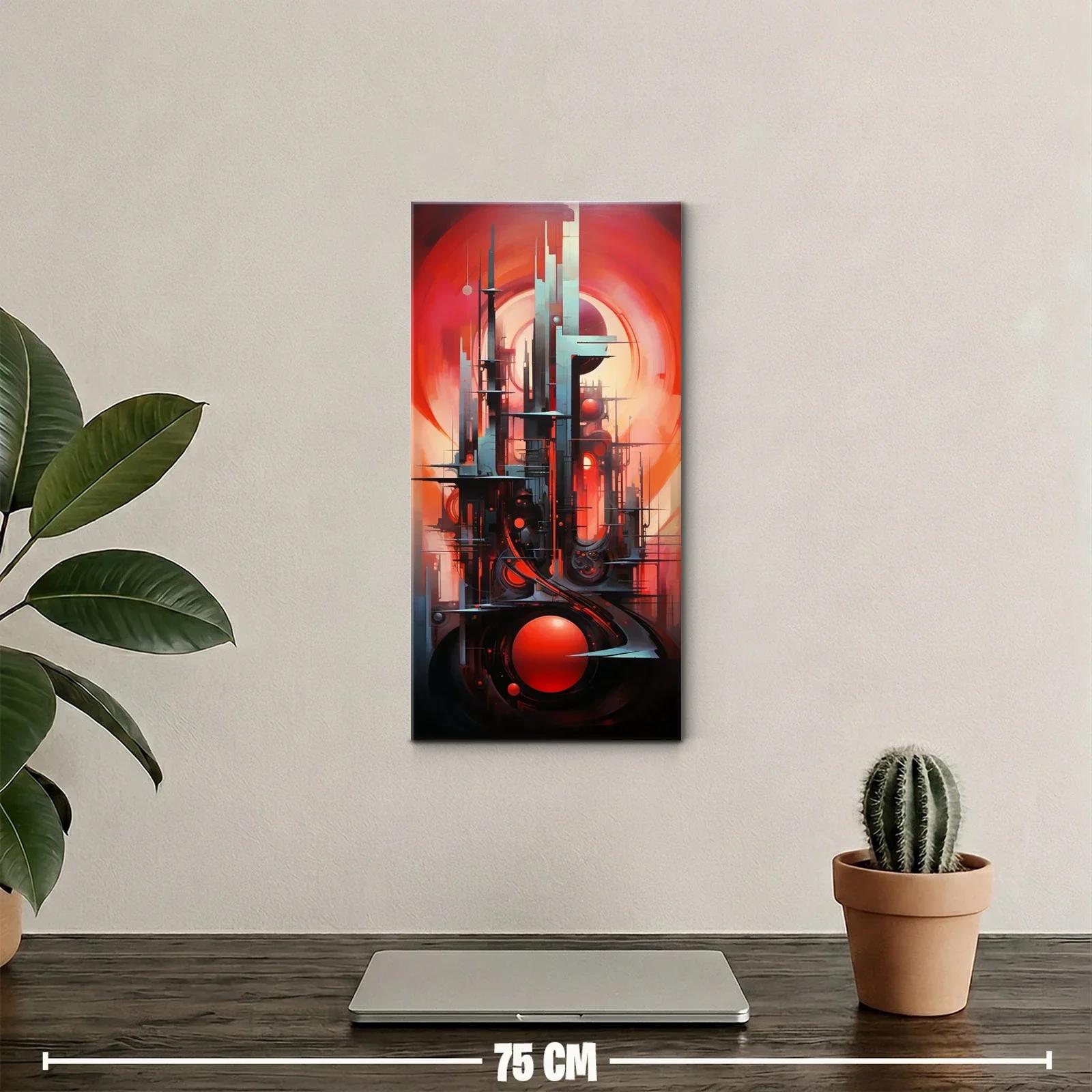 Cuadro composición geométrica con gran esfera roja — miniatura 2