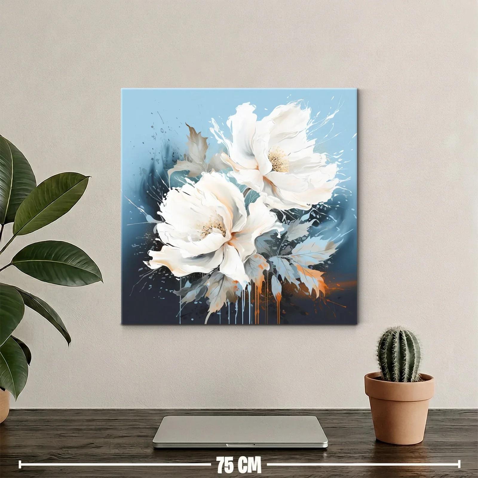 Cuadro floral en tonos suaves y vibrantes azules — miniatura 2