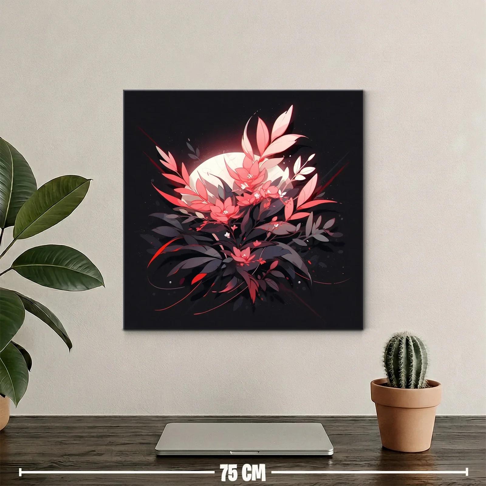 Cuadro floral luminoso con contraste en tonos rojos y negros — miniatura 2
