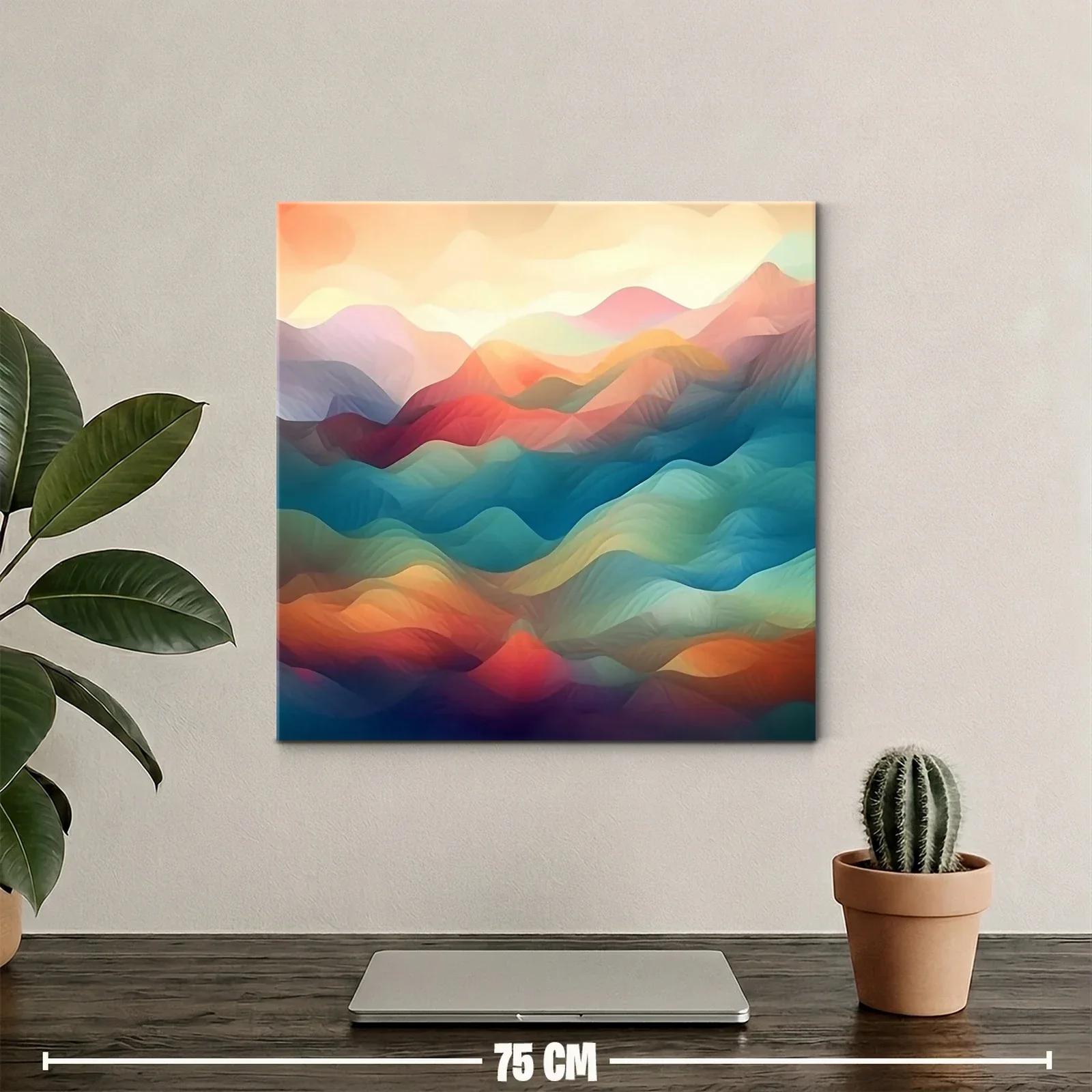 Paisaje abstracto en tonos cálidos y fríos armoniosos — miniatura 2