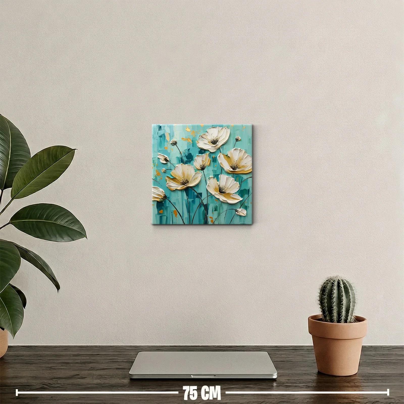 Flores en tonos turquesa y dorado para decorar tu espacio — miniatura 2