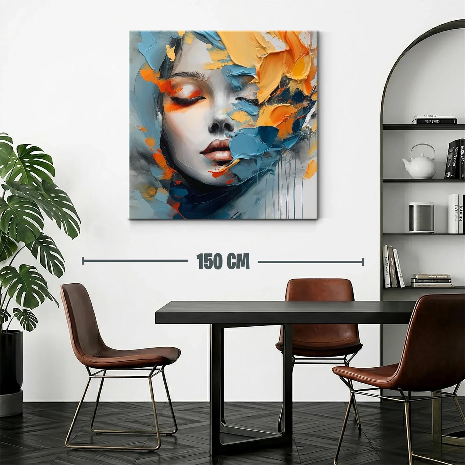 Retrato abstracto femenino con vibrantes tonos azul y naranja — miniatura 2