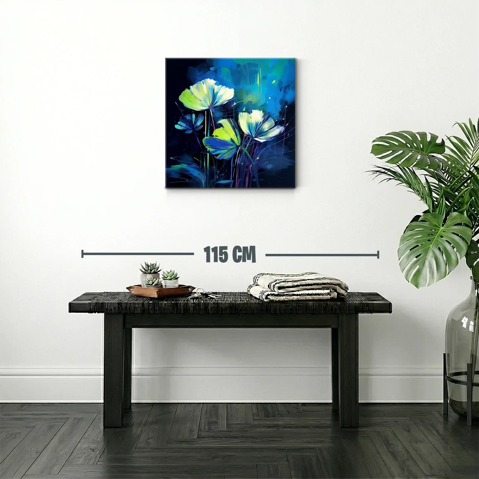 Flores luminosas en tonos azules y verdes vibrantes — miniatura 2