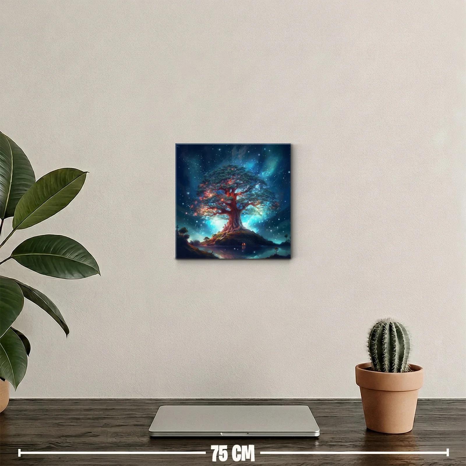 Árbol mágico iluminado bajo un cielo estrellado de fantasía — miniatura 2