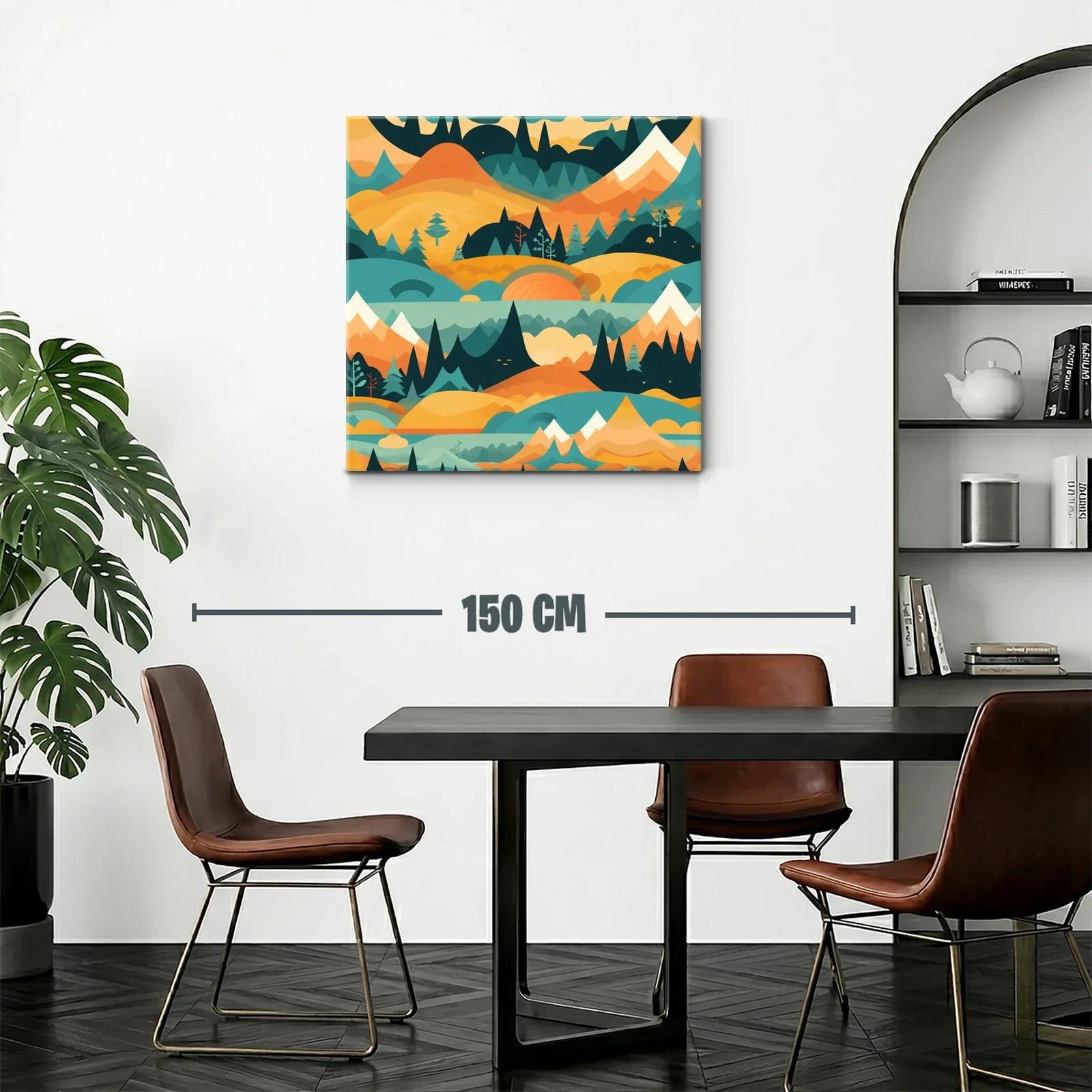 Paisaje abstracto con montañas y bosques en tonos cálidos — miniatura 2