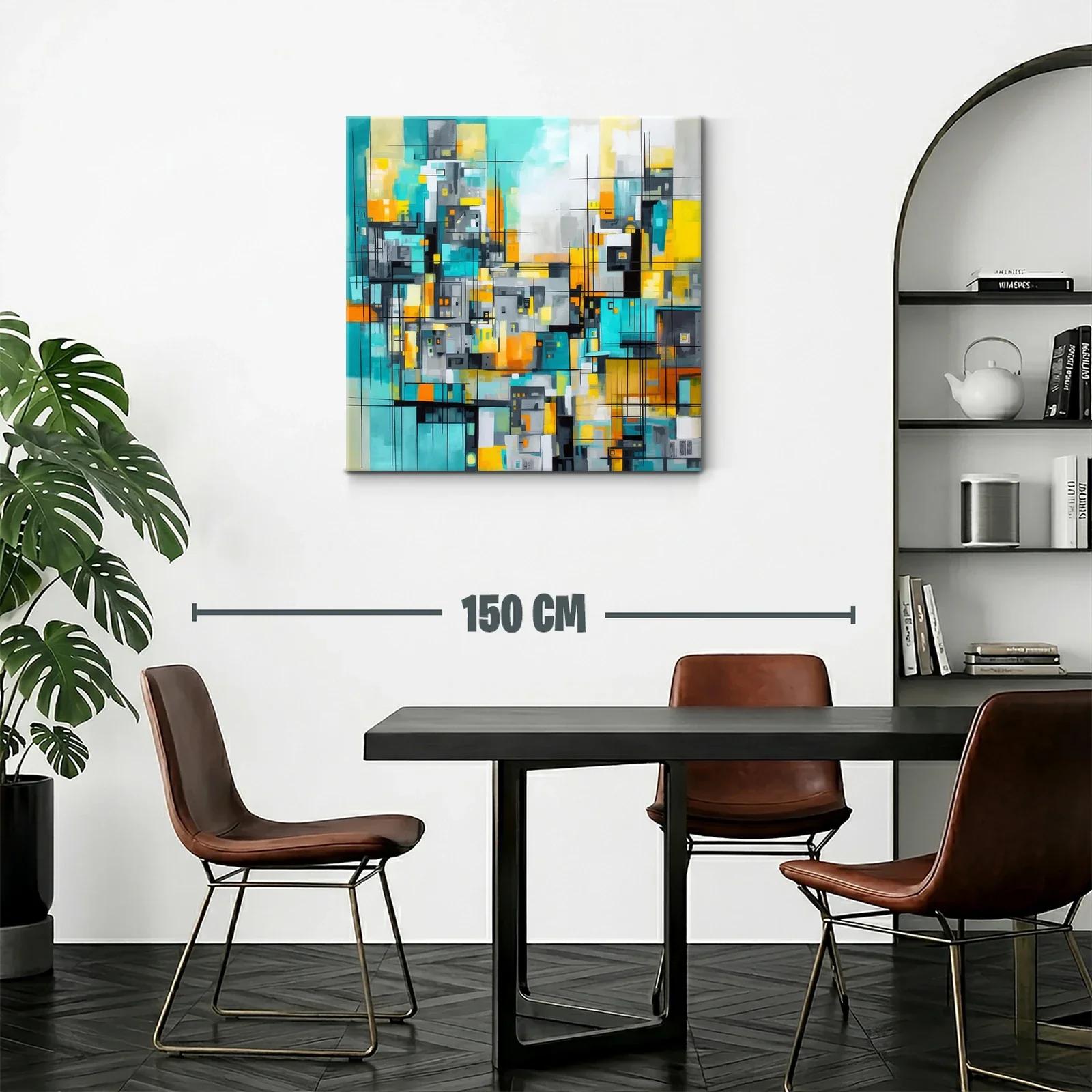 Composición abstracta con tonos vibrantes y líneas geométricas — miniatura 2