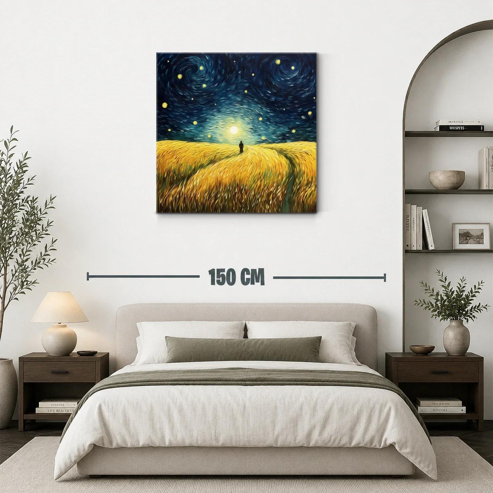 Paisaje nocturno con trigo bajo cielo estrellado — miniatura 3