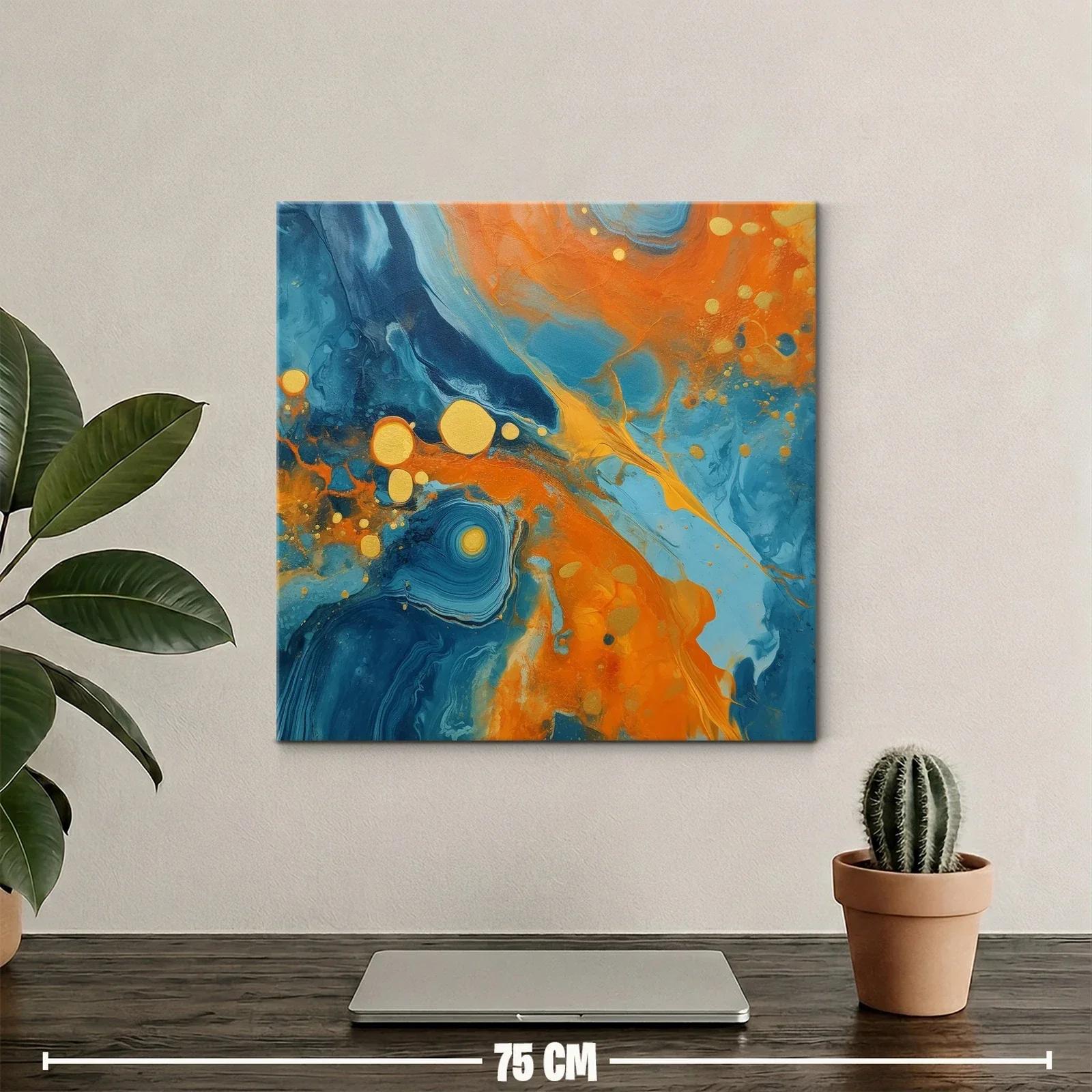 Cuadro abstracto vibrante en tonos azules y naranjas — miniatura 2