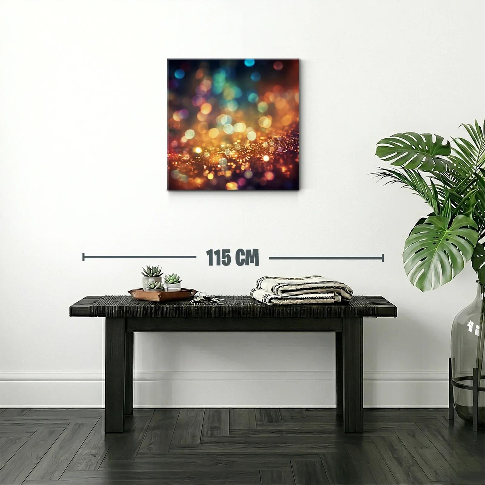 Cuadro abstracto de luces difusas en tonos cálidos y fríos — miniatura 2