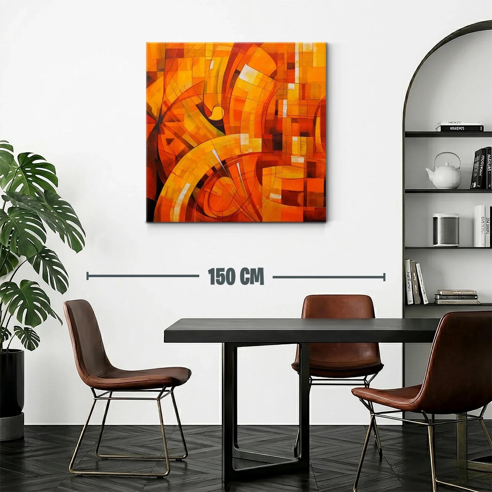 Cuadro abstracto en tonos cálidos naranja y amarillo — miniatura 2
