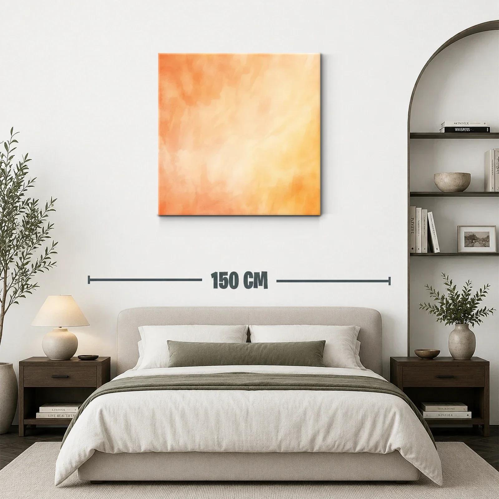 Cuadro abstracto en tonos cálidos naranja y beige — miniatura 3