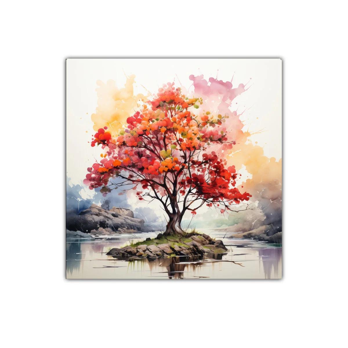 Árbol solitario con follaje vibrante en paisaje sereno — miniatura 1