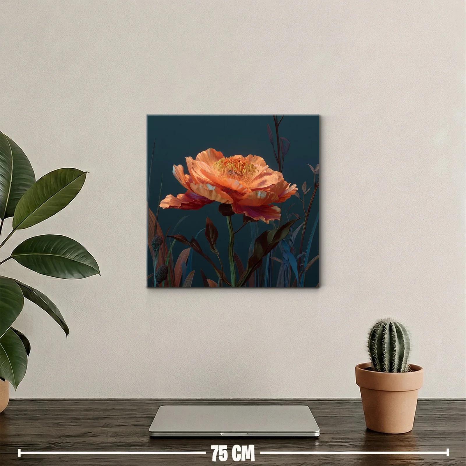 Flor vibrante en tonos cálidos sobre fondo oscuro — miniatura 2
