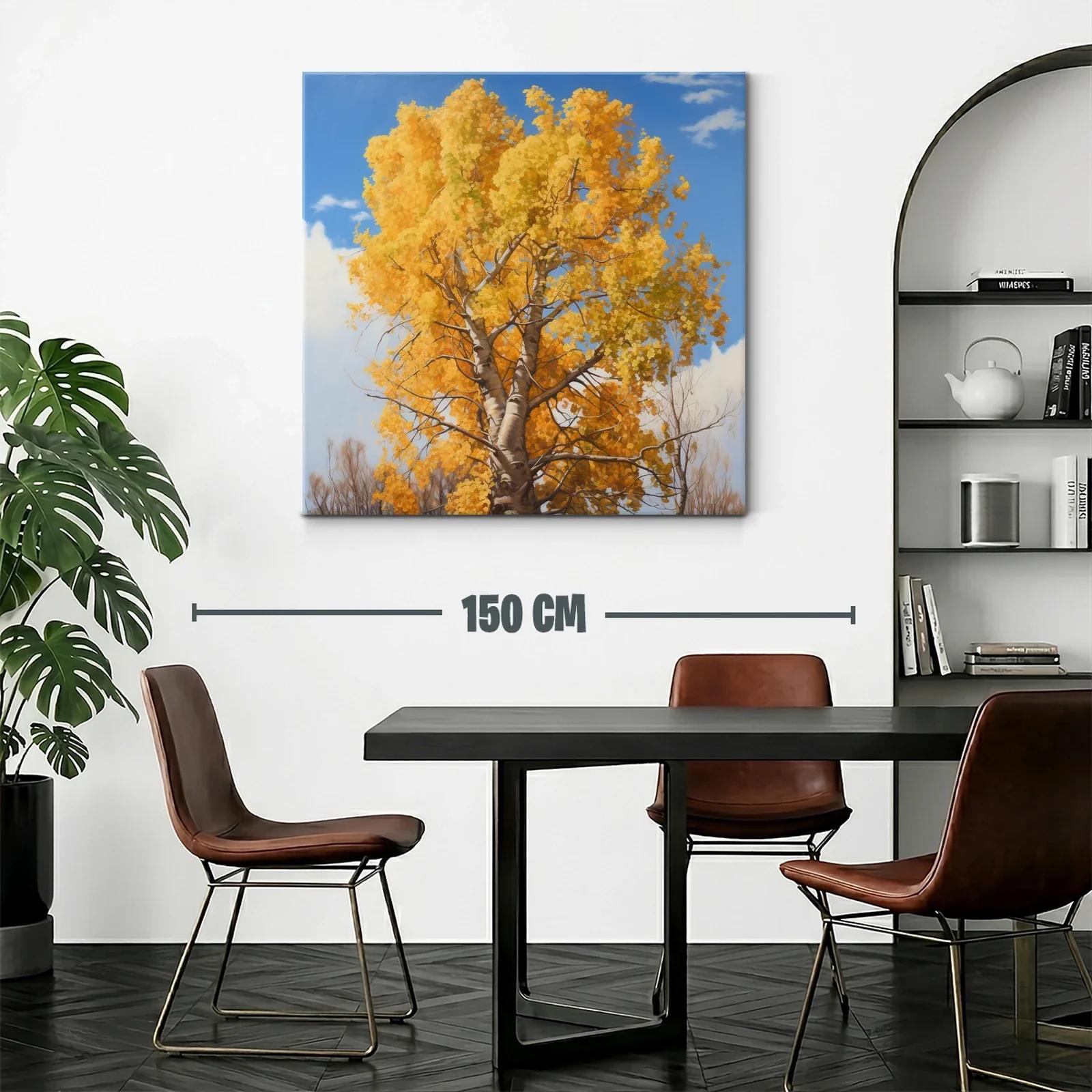 Arbol otoñal con follaje dorado y cielo azul — miniatura 2