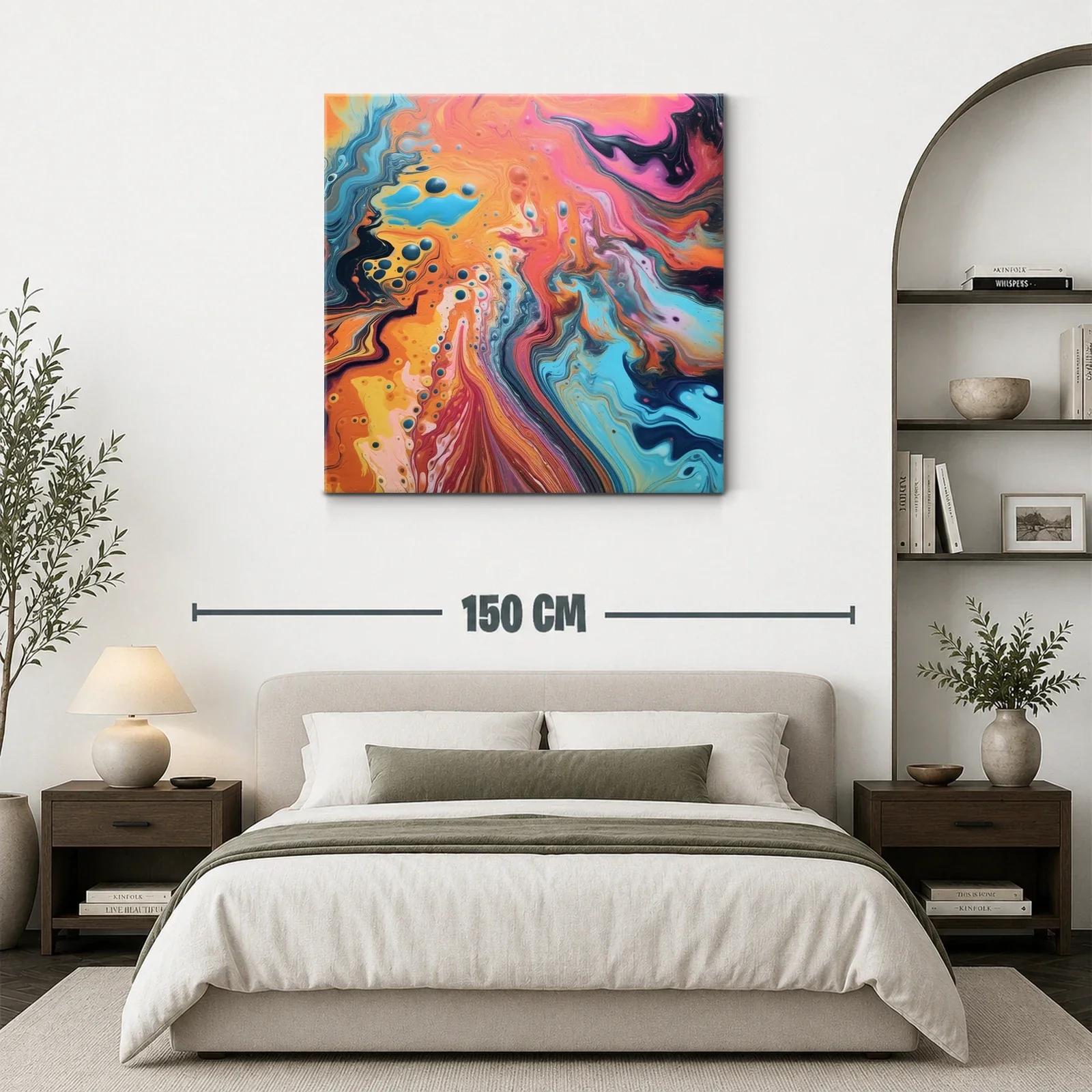 Cuadro abstracto con vibrantes tonos cálidos y fríos — miniatura 3
