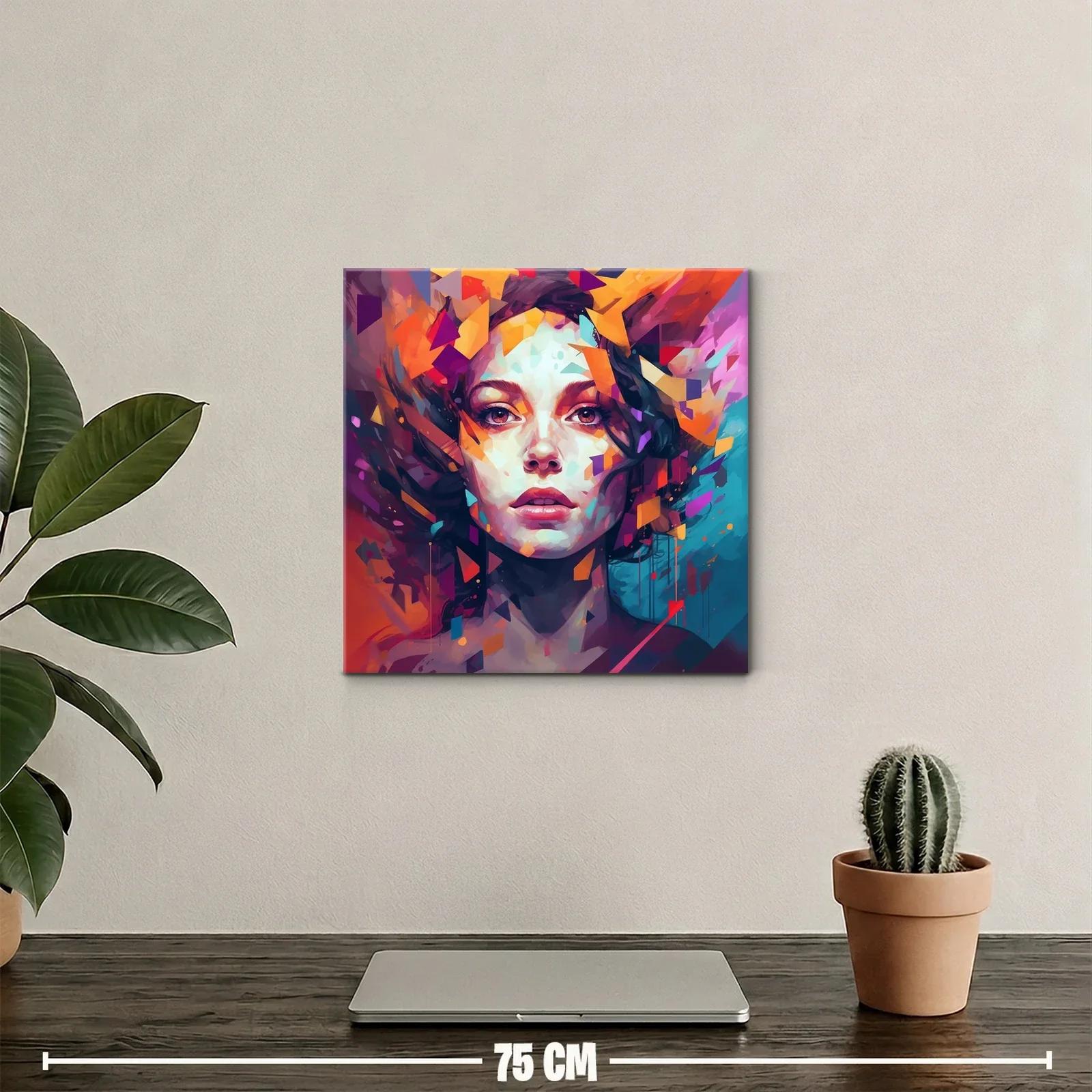 Retrato femenino contemporáneo en tonos vibrantes y geométricos — miniatura 2