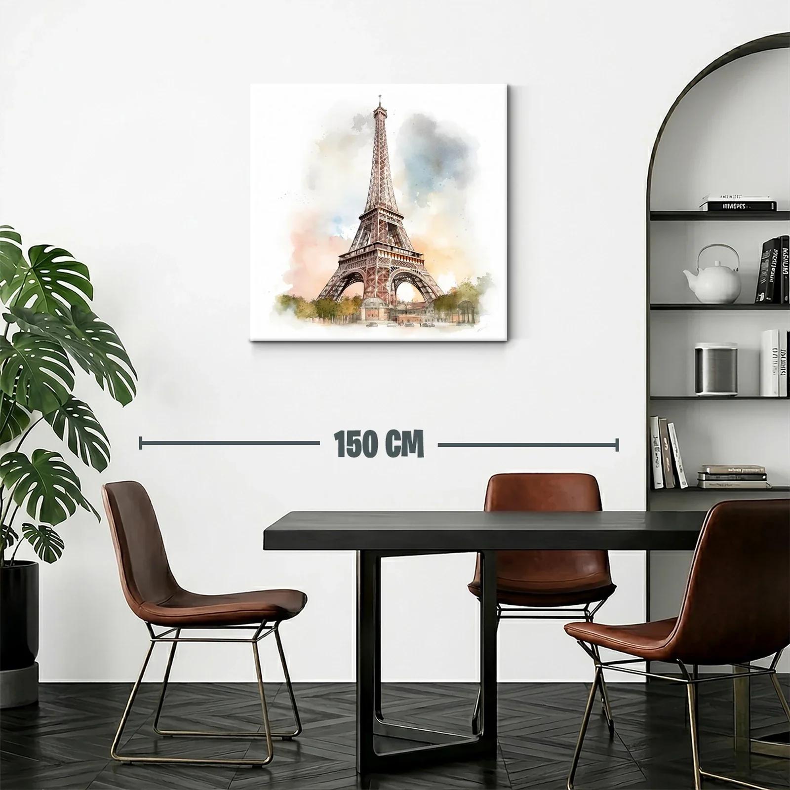 Cuadro Torre Eiffel con acuarela en tonos cálidos y suaves — miniatura 2