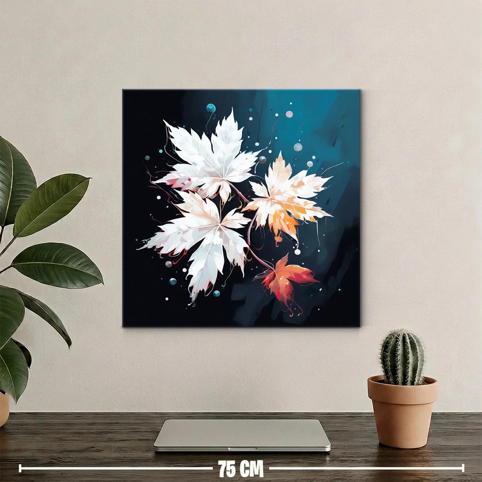 Elegancia natural en hojas flotantes sobre fondo azul — miniatura 2