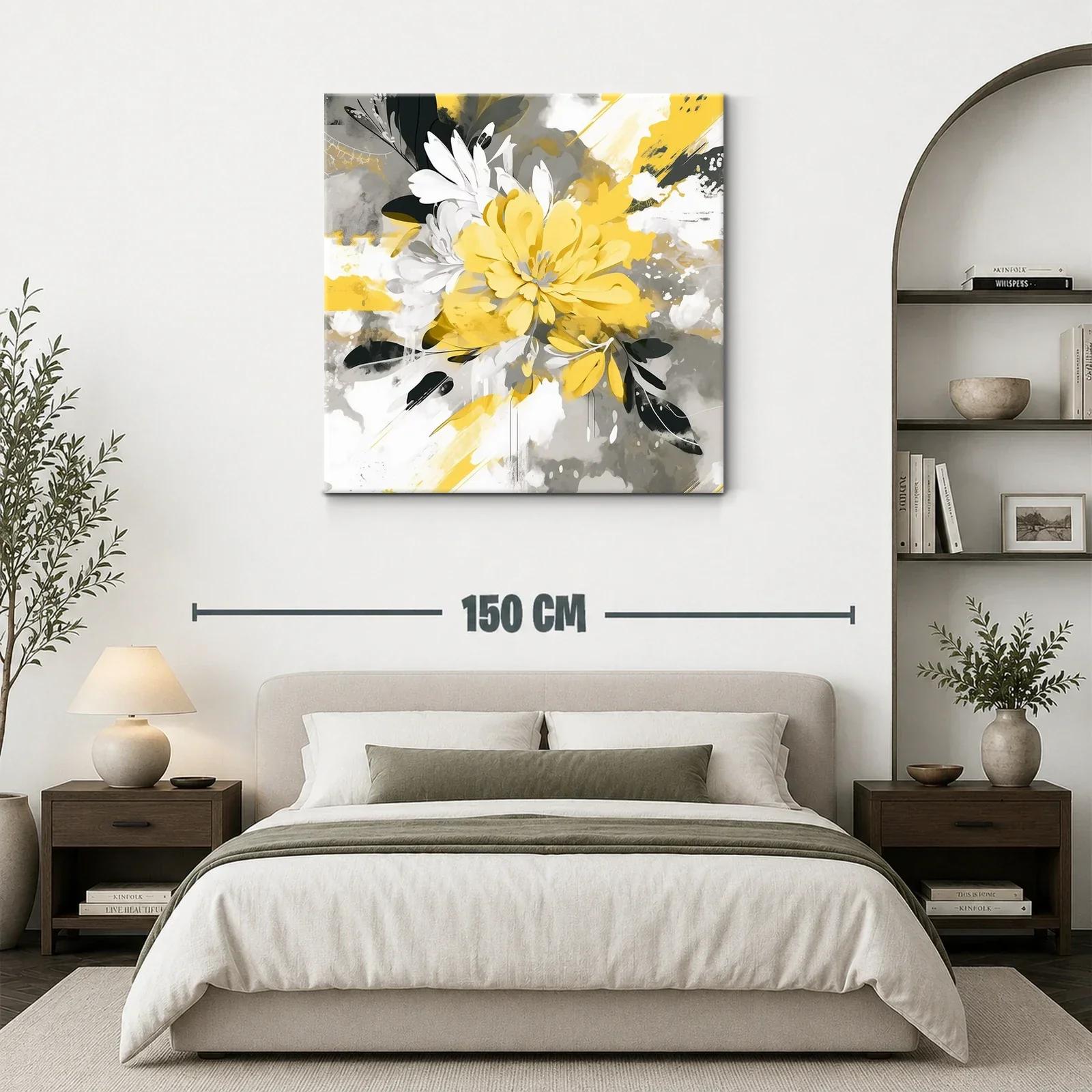 Flor Abstracta en Amarillo Gris y Blanco Moderna y Vibrante — miniatura 3