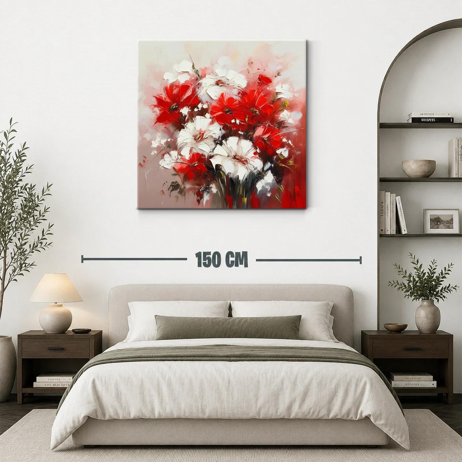 Flores vibrantes en rojo y blanco con fondo suave — miniatura 3