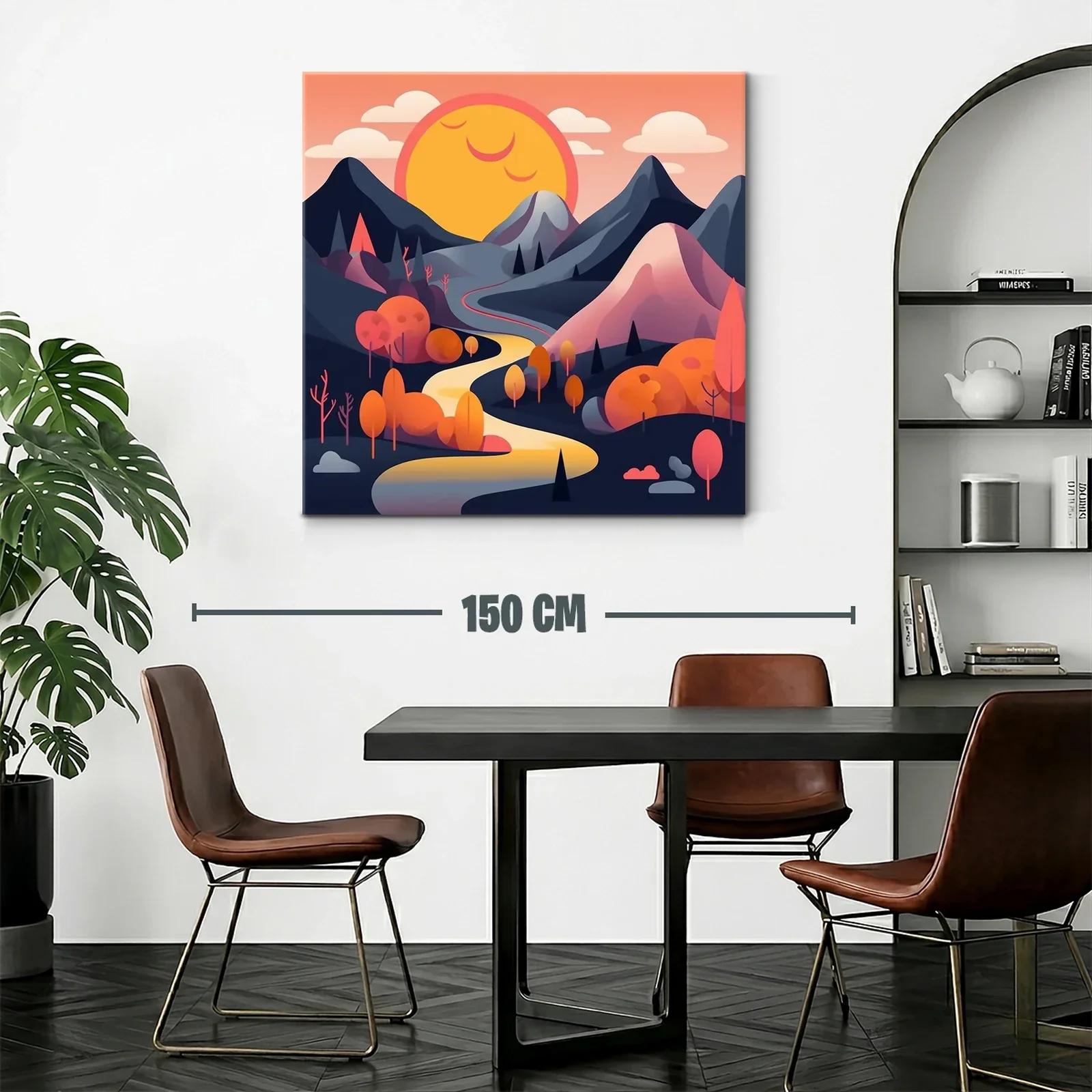 Paisaje sereno con camino y sol radiante al atardecer — miniatura 2